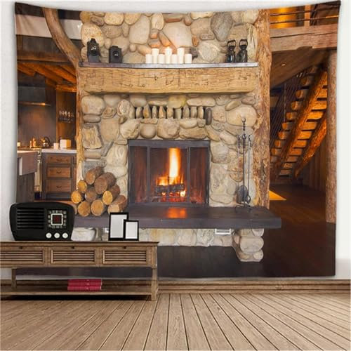 Sxakswol Wandteppich Groß Kamin Wandteppich 300x260 Wandbehang Vintage-Land, Tapisserie 3D Wandtuch Aesthetic Wandteppiche für Wohnzimmer Schlafzimmer Wohnheim Wanddeko