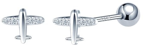 CONILOK Mini Flugzeuge Ohrringe Silber 925 Stecker Ohrstecker Ohrhänger Silber Damen Schmuck Ohrring Kleine Geschenke für Frauen Mädchen Freundin Mutter Geburtstag Hochzeit Weihnachtstag Valentinstag
