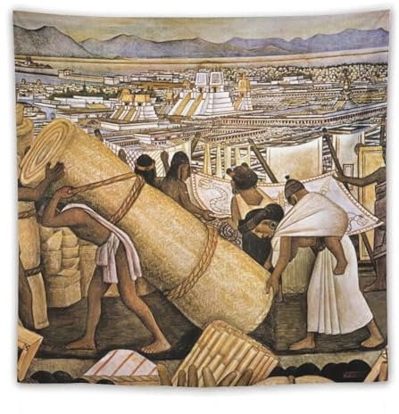 Kubistische Künstler Diego Rivera Tenochtitlan Poster Wandteppich Zimmer Ästhetische Malerei Schlafzimmer Wandteppiche Wohnzimmer Wände Dekorativ 152,4 x 152,4 cm