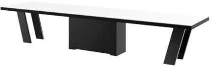 Design Esstisch HEG-111 Weiß Hochglanz/Schwarz Hochglanz ausziehbar XXL 160 cm bis 412 cm Esszimmertisch für 16 Personen Kitchentable Funktionstisch Ausziehtisch Esszimmer Tisch Esszimmermöbel