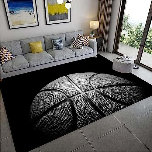 Teppich 3D Sport-Basketball-Muster Teppiche Wohnzimmer Große Teppiche Luxus Tierteppiche Schlafzimmer Badezimmer Küche Bodenmatte Fußmatte - Polyester-Soft-Touch, 80 X 160 cm / 31,49 X 62,99 Zoll