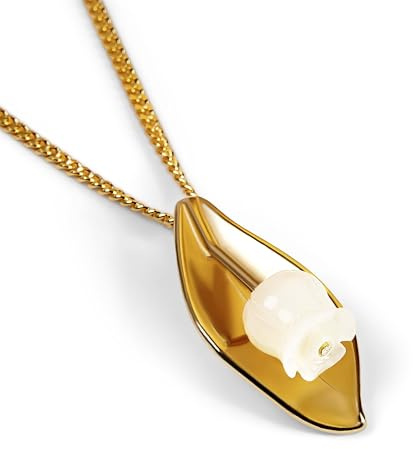 HENRYKA Lily of the Valley Flower Necklace in 925 Sterling Silver, 24ct Gold Plate and Mother of Pearl - 18 inch Chain | Summer Vibes Jewellery | Boho Style Gifts for Mothers & Women