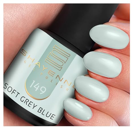 SHAYENNE UV Gel Nagellack - 149 Soft Grey Blue Blau 15 ml - Langanhaltend, Kratzfest & Hochglänzend - Profi-Qualität - LED kompatibel - Perfekt für Zuhause & Studio - Made in Germany