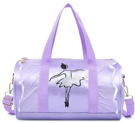 Bonita bolsa de ballet para niñas, bolsa de deporte, bolso cruzado, bolsa de lona para bailarinas, Morado02, One size