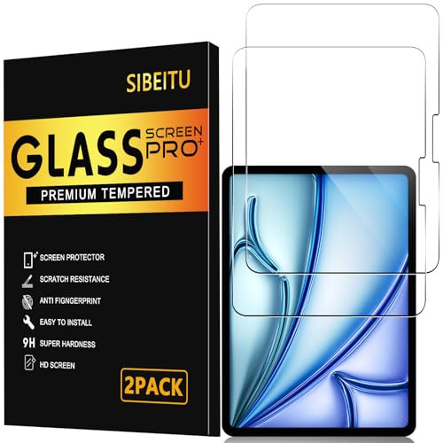 SIBEITU Lot de 2 films de protection d'écran pour iPad Air 11 modèle M2 2024, 6ème génération, dureté 9H, compatible avec les coques et identifiants pour iPad Air 11 6e génération