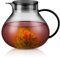 ecooe 1400ml Einfach Glas Teekanne mit 18/8 Schwarz Edelstahl 2 in 1 Teesieb Deckel Borosilicate Glas Teebereiter Geeignet für Kalte und Heiße Getränke Offenem Feuer Herd Teewarmer