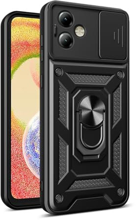 YSONCHAN Custodia per Motorola Moto G14, Cover Protettiva con Obiettivo Case Antiurto, con Anello Magnetico e Supporto, Custodia Bumper Robusta. Nero