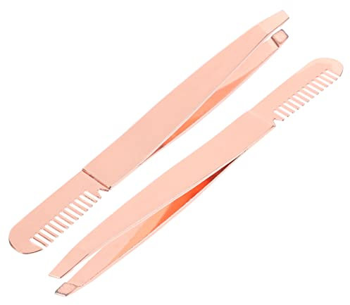 WOONEKY 2pcs Eyebrow Tweezers Professional Pointed Tweezers for Eyelash Extensions and Hair Removal Beauty Tools for Women