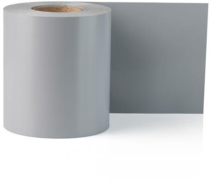 Electronicx Premium PVC Sichtschutzstreifen RAL 7040 Hellgrau | Hochwertige Zaunfolie Doppelstabmatten | 35m x 19 cm | 650g/m² | UV-beständig, extra langlebig, Blickdicht, inkl. 20 Befestigungsclips