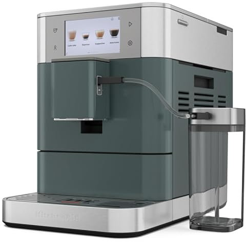 KitchenAid Kaffeevollautomat Maschine I KF8 I Heißgetränke von Espresso bis Cappuccino I 40 voreingestellten Getränken, automatischem Aufschäumen und Erwärmen von Milch I mit Milchbehälter (Juniper)