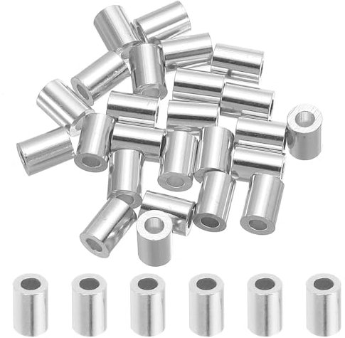 QUARKZMAN 5/64 2mm Manchon de Sertissage en Aluminium Simple Rond 7mm de Hauteur, Argent 25Pcs
