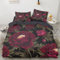 Luowei Bettwäsche 155x220 Blumen Motiv Rot Lila Floral Bettwäsche 3D Aesthetic Blumen Bettwäsche Weich Kuschelig Mikrofaser Bettwäsche 3 Teilig mit Reißverschluss und 2 Kissenbezüge 80x80 cm