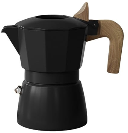Pasdrucn 100ml Moka Pot Coffee, 2 Cup Aluminium Italian Espresso Maker, Stovetop Espresso Maker, Italian Coffee Pot, Stovetop Coffee Makers, Portable Coffee Makers for Cappuccino (Black)