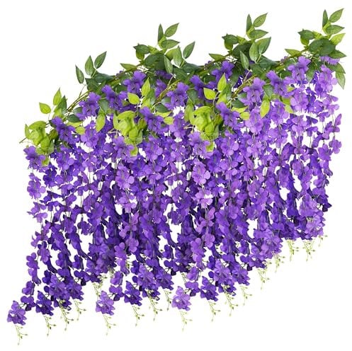 Foshird Künstliche Blumengirlande Deko Lila Wisteria 1,85m Kunstblumen Hängend für Girlande Hochzeit Blumenwand Room Decor Garten Party