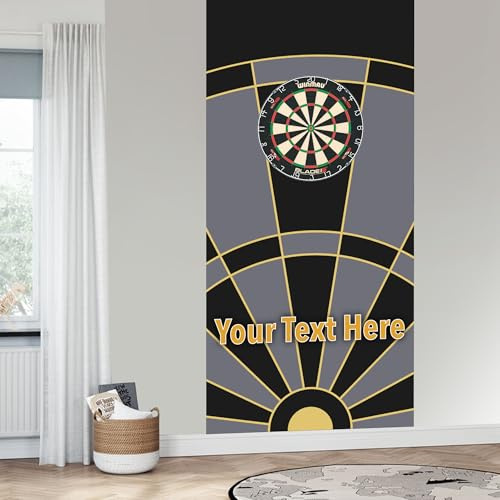 Darts Wall Sticker - Black, Grey and Gold Dart Board with Personalised Text Wall Art