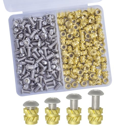 ZUYUEE 200 Stück Gewindeeinsatz M3*5 * 5 Gewindeeinsatz 3d Druck, Einpressmuttern und Edelstahlschraube für 3D Druck