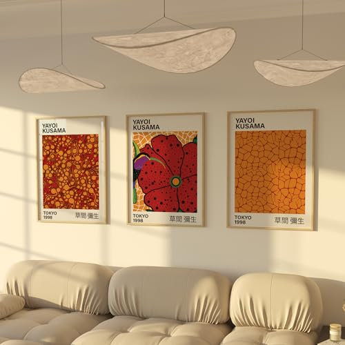 ZoeyAustin® 3 Doppelseitiges Kunstdruck Poster Set, 50x70, Stilvolles Wandposter, 3 Wandbilder, Bilder (Kusama 2)