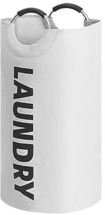 90L Large Laundry Basket - Waterproof Laundry Bag, Collapsible Laundry Bag, Freestanding Tall Clothes Hamper with Padded Handles, Foldable Washing Bin for Easy Storage (White)