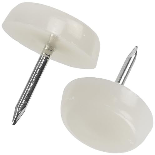 AERZETIX - K34147 - Lot de 50 Patins glisseurs pour Pieds de Chaise à clouer Ronds Ø16 mm en Plastique - Couleur Blanc - Meuble Table Armoire Commode Placard lit Accessoire Protection Sol canapé