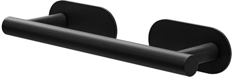 Amig - Toallero Adhesivo de baño Mod. EA-1 - Soporte de Pared para Toallas Adhesivo sin Tornillos - 230 x Ø19 x 70 x 45 mm - Acero Inoxidable - Negro Mate