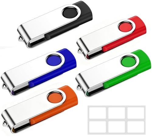 16GB Chiavetta USB 5 Pezzi Pen Drive 16GB Girevole di WISEORANGE (5 colori) | Portatile Pennetta USB 2.0 Unità Memoria Flash per PC, Laptop,TV con Luce LED