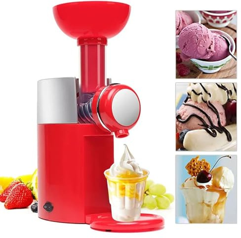HUNTFF Ice Cream Machine, Automatic Fro-Zen Fruit Machine Household Kitchen DIY Homemade Summer Heat Relief Popsicles Fruit Ice Cream Maker Machine Portable Blender,Red
