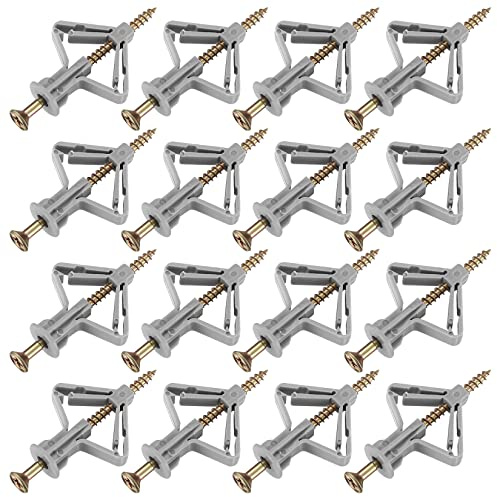 Juego de 100 tacos y tornillos de pared para placas de yeso (50 fijaciones de pared, pernos de anclaje de enchufe de expansión + 50 tornillos), tubo de expansión resistente con tornillo avellanado