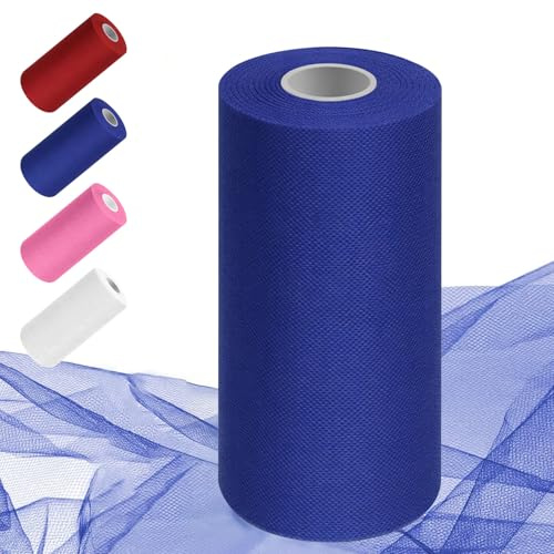 Tüllstoff 30cm x 91,4m, Tüll Stoff Meterware Hochzeit Tüll Dekoration Tüllband Rollen für DIY Crafts Tutu Rock Handwerk Bogen Party Hochzeit Dekoration Geschenk (Blau)
