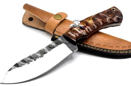 M. Zille Coltello Da Caccia, Artigianale Lama Fissa Acciaio Balestra, Coltelli Da Caccia Con Fodero, Collezione Bushcraft