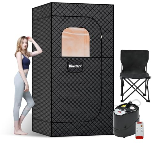 Sauna Box - Sauna portátil para el hogar con vaporizador mejorado de 3L 1500W, silla plegable y alfombrilla antideslizante para spa de relajación, tienda de sauna de vapor impermeable y aislada de 5