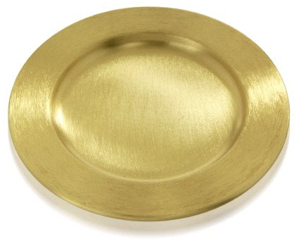 Kerzenteller goldfarben, Aussen D 14cm, Innen D 9 cm, satiniert, Messing