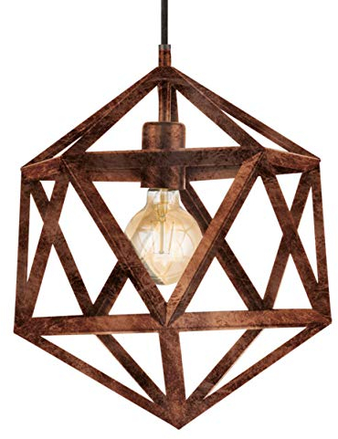 EGLO Pendelleuchte Embleton, 1 flammige Hängelampe Industrial, Vintage, Retro, Hängeleuchte aus Stahl in Kupfer-Antik, Esstischlampe, Wohnzimmerlampe hängend mit E27 Fassung, Ø 30,5 cm