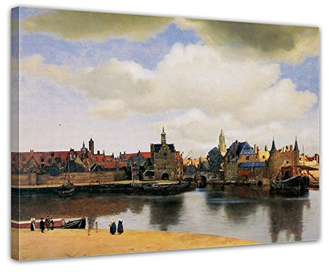 Bilderdepot24 Bild auf Leinwand | Jan Vermeer - Ansicht von Delft in 40x30 cm als Wandbild | Wand-deko Dekoration Wohnung alte Meister | NEU-180209-40x30-avd