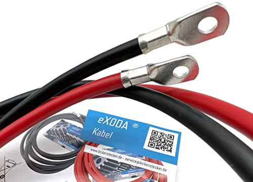 eXODA Cavo da batteria di 100cm Cavo di alimentazione da 35 mm² in rame con estremità ad anello M8