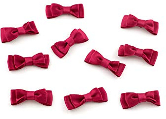 10 Stück Satinschleifen 3cm x 1,3cm einfarbig (weinrot/bordeaux 193) // Deko Schleifen für Hochzeit Taufe Kommunion Applikation Streudeko scrapbooking Streudeko