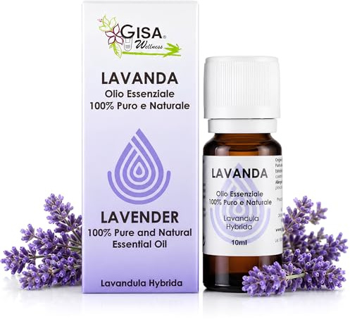 Olio Essenziale Lavanda Convenzionale 10ml, Olio Essenziale di Lavanda 100% Naturale e Puro, Ideale per Diffusori, Aromaterapia e Benessere Personale, Profumo Ambiente, Gisa Wellness