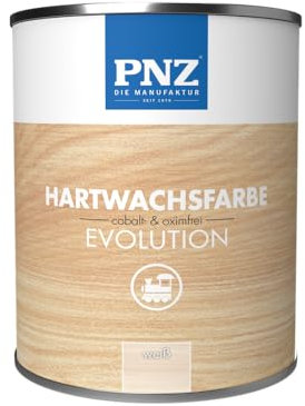 PNZ Hartwachsfarbe evolution für Innen | Nachhaltig hergestellt mit regionalen Rohstoffen | besonders strapazierfähig | Arbeitsplatten, Holzmöbel, Holz-Boden, Gebinde:0.25L, Farbe:weiß
