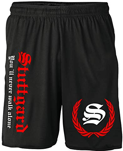 Stuttgart Kranz Shorts | Fussball Sport Sommer Ultras Kurze Hose Sporthose (M, Schwarz Kranz M2)