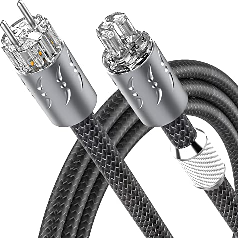 Viborg Netzkabel High End Stromkabel 1.8 Meter Kupfer Schirmung mit Schukostecker & Kaltgerätekupplung für Subwoofer, Verstärker, DV/AV