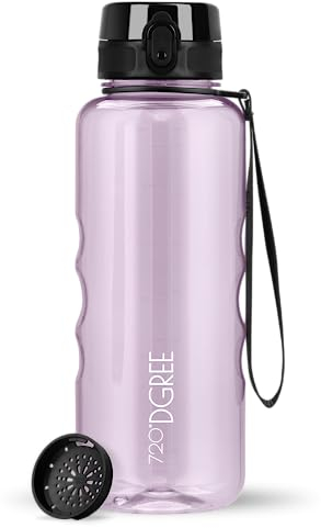 720°DGREE Botella Agua 1,5 litros “uberBottle“ - Tamiz-Fruta, crystalClear - Sin BPA, Prueba de Fugas, Reutilizable - XL Cantimplora, Water Bottle Ideal para Fitness, Gimnasio, Deporte, Outdoor