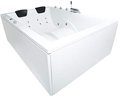 Doppel Whirlpool Badewanne Olymp Basic MADE IN GERMANY 190 x 140 cm Ausführung links mit 16 Massage Düsen + LED + dhW + MIT Armaturen Eckbadewanne rechts oder links Eckwanne günstig