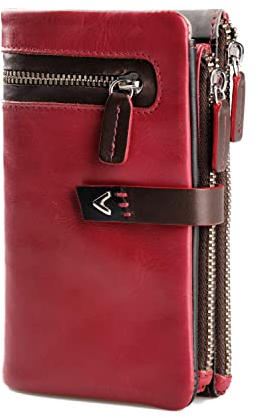 Lavalen® Portefeuille Femme Cuir - Porte Monnaie et Porte Carte Femme Grande Capacité - Porte Feuilles avec RFID - Porte Chequier Fait Main - Idee Cadeau Original.