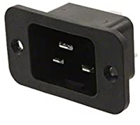 Spina tripolare da pannello Alimentazione IEC 320 C20 Maschio Montaggio su Pannello/Muro 16A 250V, colore nero