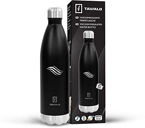 TAVIALO Gourde Isotherme - Bouteille en Acier Inoxydable 500 ml/750 ml/1000 ml - Boissons Chaudes ou Froides 24h - Anti-Fuite, Sans BPA - Parfaite pour Sport, Voyage, Bureau