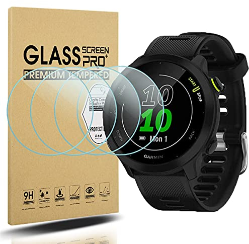 Diruite 4-Pack para Garmin Forerunner 55/45/45S Cristal Templado Protector Pantalla, HD Protector Pantalla para Garmin Forerunner 55 Smartwatch [9H Dureza Antiarañazos][Sin Burbujas]