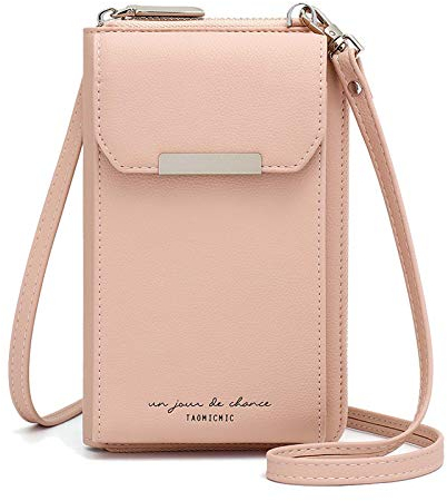 Aeeque Handytasche zum Umhängen,Handy Tasche Damen Umhänge, Kleine Umhängetasche Damen, Crossbody Handyhandtaschen Geldbörse, Handy Umhängetasche mit Kartenfächer Passt Handy unter 6,5 Zoll - Rosa