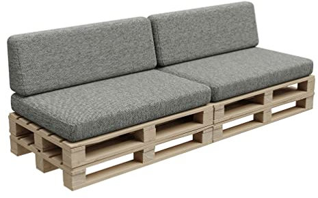 Gutekissen® Palettenkissen, Palletenpolster, Gartenkissen, Palettenauflagen, Sofa, Kissen, Polster, Auflagen Indoor Outdoor PFBG (2X Set (120x80 + 120x35), Dunkelgrau)