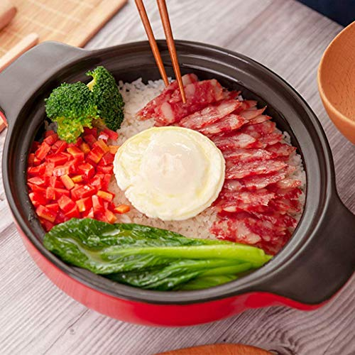 FZYE Hot Pot for Home,Heat-Resistant Slow Stew Pot,Casserole Clay Pot,Kitchen Delicious Soup Pot,Ceramic Rice Cooker,Not-Stick Stockpot,Japanese Rice Pot Red 1.6l