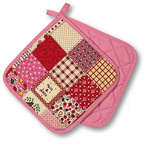 Presina Kitchen, Patchwork, rosa, 2 pezzi, classe PSA II fino a 250°C, resistente al calore, prodotto testato e certificato