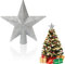HONGECB Weihnachtsbaumspitze Stern, Kunststoff Christbaumspitze, Weihnachtsbaum-Spitze aus Kunststoff, Christbaumspitze Stern, Stern-Baum-Deckel für Weihnachtsbaum-Dekoration, 20cm, Silber